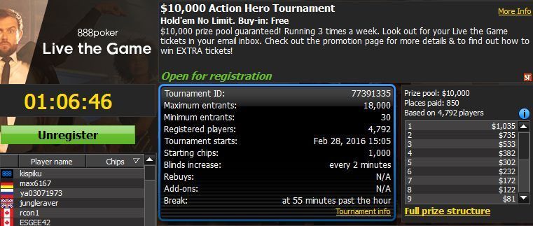 $10000 Action Hero Free Tournament $10000 Action Hero Free Tournament