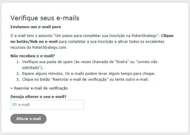 PokerStrategy - Verifique seus e-mails