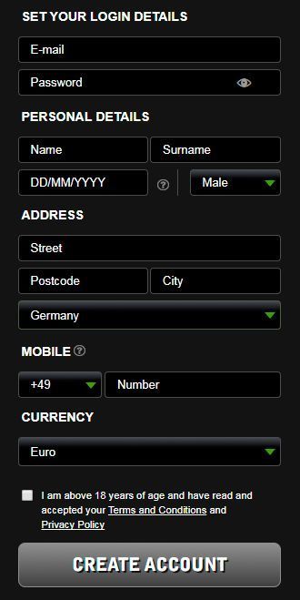Forma de registro na Betsafe Poker