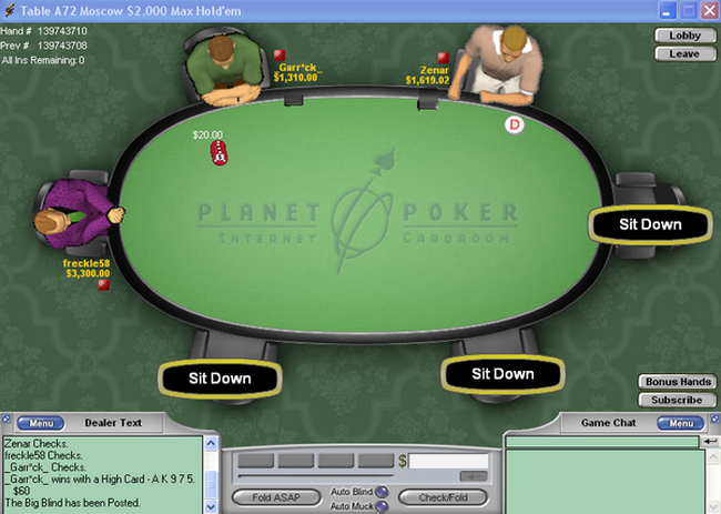Planet Poker nos dias de hoje